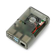 Case for Raspberry Pi with 4 IN fan gray, transparent