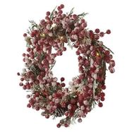 Decorated LED Christmas wreath, 38 cm, 3x AA, indoor, warm white, timer, EMOS