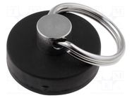 Magnet: permanent; hard ferrite; H: 6mm; Ø: 22mm; with key ring ELESA+GANTER