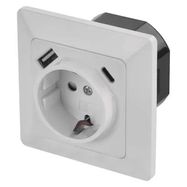 Socket with USB A+USB C, white, EMOS