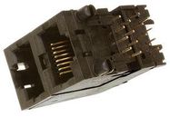 RJ45 CONN, JACK, 8P8C, 2PORT, CAT5, TH