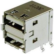 STACKED USB CONN, 2.0, USB TYPE A, 4POS