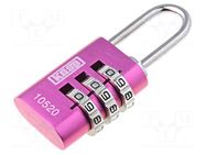 Padlock; shackle,combination code; aluminium; A: 22mm; B: 20mm KASP