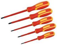 SCREWDRIVER SET, SLOTTED/POZIDRIVE, 5PC