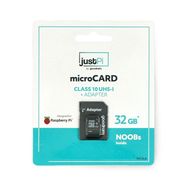 Memory card justPi microSD 32GB 100 MB/sec class 10 + Raspberry Pi OS