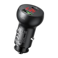 Car Charger Mcdodo CC-7030, USB + USB-C, with Display, 45W (Black), Mcdodo