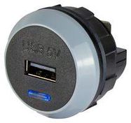 USB CHARGER RCPT, 1PORT, 5VDC, BLACK