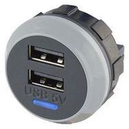 USB CHARGER RCPT, 2PORT, 5VDC, BLACK