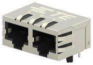 RJ45 CONNECTOR, JACK, 8P8C, 2PORT, TH