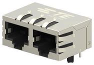 RJ45 CONNECTOR, JACK, 8P8C, 2PORT, TH