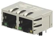 RJ45 CONNECTOR, JACK, 8P8C, 2PORT, TH