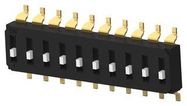 DIP SWITCH, 10POS, SPST, SLIDE, SMD