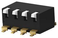 DIP SWITCH, 4POS, SPST, PIANO KEY, SMD