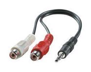 AUDIO CABLE, 3.5MM PLUG-RCAX2 SKT, 0.2M