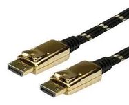AUDIO CABLE, DP PLUG, 2M, BLK/GLD