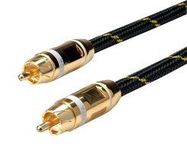 AUDIO CABLE, RCA PLUG, 5M, BLK/GLD