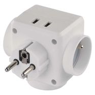 Multiple Socket 3× round, 2× USB, EMOS