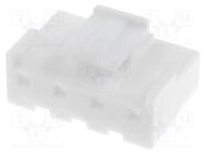 Plug; wire-board; female; 5mm; PIN: 4; white; Type: w/o contacts JST