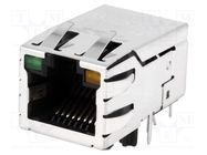 RJ45; socket; PIN: 8; shielded,PoE,with LED; Layout: 8p8c; THT BEL FUSE