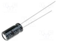 Capacitor: electrolytic; THT; 10uF; 63VDC; Ø5x11mm; Pitch: 2mm; ±20% SAMXON