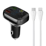 LDNIO Bluetooth C704Q 2USB, USB-C Transmiter FM + USB-C - Lightning cable, LDNIO