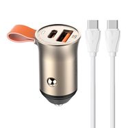 LDNIO C509Q USB, USB-C 30W Car charger + USB-C - USB-C cable, LDNIO