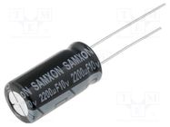 Capacitor: electrolytic; THT; 2200uF; 10VDC; Ø10x20mm; Pitch: 5mm SAMXON