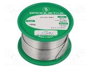 Tin; lead free; Sn99,3Cu0,7; 1.5mm; 0.1kg; reel; 220°C; Flux: SW26 