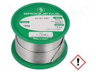 Tin; lead free; Sn99,3Cu0,7; 1.5mm; 0.1kg; reel; 220°C; Flux: SW26 BROQUETAS