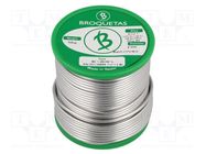 Tin; lead free; Sn99,3Cu0,7; 2mm; 0.5kg; reel; 220°C; Flux: SW26 