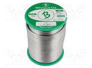 Tin; lead free; Sn99,3Cu0,7; 3mm; 1kg; reel; 220°C; Flux: SW26 BROQUETAS