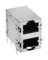 RJ45 CONN, R/A, JACK, 8P8C, 2PORT, TH