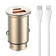 LDNIO C506Q USB, USB-C Car charger + USB-C - Lightning Cable, LDNIO