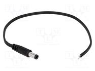 Cable; 2x0.5mm2; wires,DC 5,5/2,1 plug; straight; black; 1.5m BQ CABLE