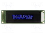 Display: LCD; alphanumeric; VA Negative; 20x2; 115x36x13.9mm; LED RAYSTAR OPTRONICS