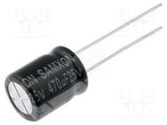 Capacitor: electrolytic; THT; 470uF; 25VDC; Ø10x12.5mm; Pitch: 5mm SAMXON