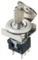 KEYLOCK SWITCH, 3PDT, 3 POS, 5A, 250VAC