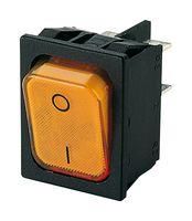 ROCKER SWITCH, DPST, 20A, 250VAC, ORANGE