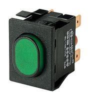 PB SWITCH, ILLUM, DPST, 16A, 250V, GREEN