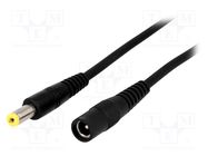 Cable; 2x1mm2; DC 5,5/2,1 plug,DC 5,5/2,1 socket; straight; 3m BQ CABLE