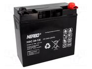 Re-battery: acid-lead; 12V; 24Ah; AGM; maintenance-free; 7kg NERBO