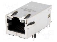 RJ45; socket; PIN: 8; shielded,PoE+,with LED; Layout: 8p8c; THT BEL FUSE