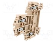 Splice terminal: rail; 2.5mm2; ways: 2; terminals: 4; beige; W; wemid WEIDMÜLLER