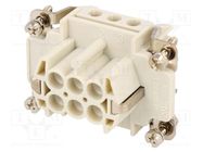 Connector: HDC; contact insert; female; S-E; PIN: 6; 6+PE; size 6B 