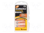 Battery: zinc air (ZnO2); AC13,coin,R754; 1.4V; 290mAh; 6pcs. DURACELL
