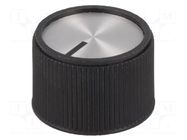 Knob; with pointer; aluminium,thermoplastic; Øshaft: 6mm; black OKW