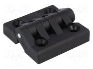 Hinge; Width: 65.2mm; polyamide; black; H: 64mm; Holes no: 4 RST ROZTOCZE