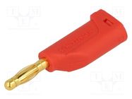 Plug; 4mm banana; 16A; 33VAC; 70VDC; red; Max.wire diam: 4mm; 1mm2 SCHÜTZINGER