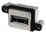 Connector: USB A; socket; MUSB; for panel mounting,screw; THT AMPHENOL COMMUNICATIONS SOLUTIONS