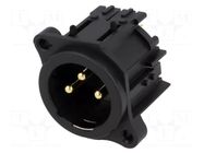 Connector: XLR; socket; male; 6A; 133V; PIN: 3; straight; THT AMPHENOL